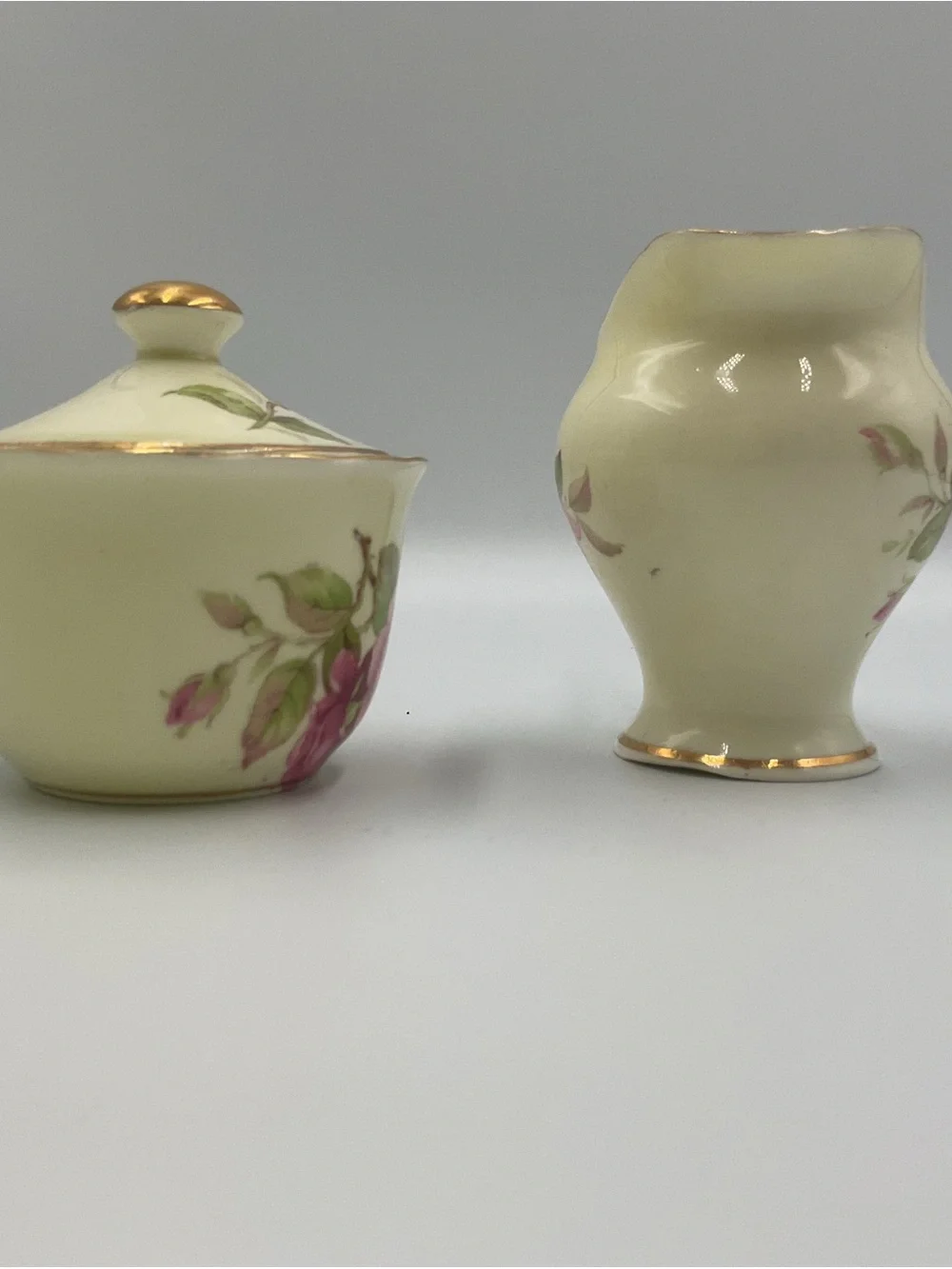 Vintage Royal Stewart Stevenson England Bone China Creamer & Sugar Set Roses